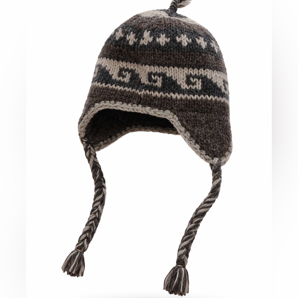 Fleece Lined  Wool Sherpa Hat With Earflaps S/M
